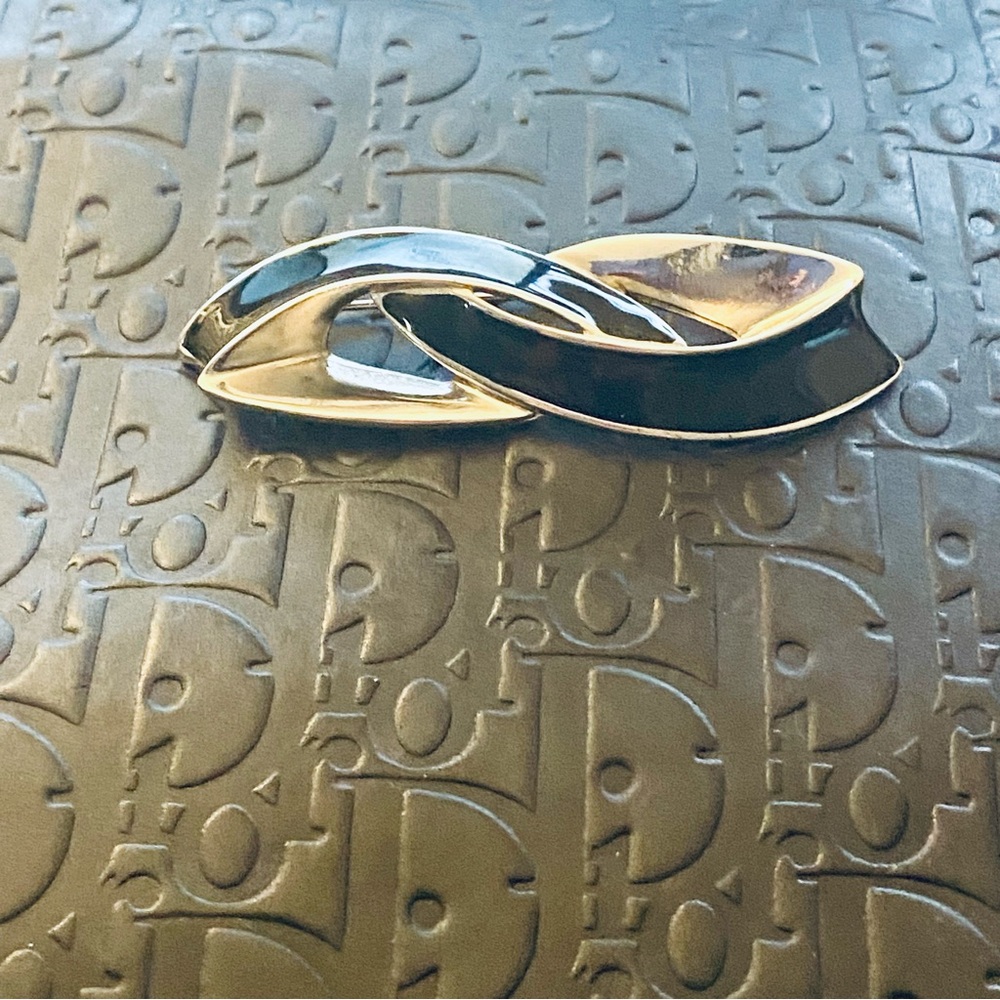 Vintage Givenchy Silver & Black Enamel Brooch